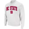 Men's Colosseum White NC State Wolfpack Arch & Logo Crew Neck Sweatshirt