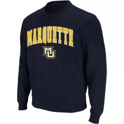 Men's Colosseum Navy Marquette Golden Eagles Arch & Logo Crew Neck Sweatshirt -Colosseum shop 4001015 ALT2