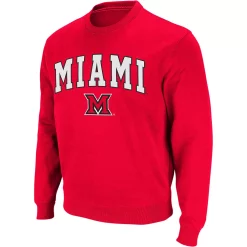 Men's Colosseum Red Miami University RedHawks Arch & Logo Crew Neck Sweatshirt -Colosseum shop 4001033 ALT2