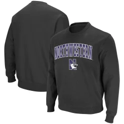 Men's Colosseum Charcoal Northwestern Wildcats Arch & Logo Crew Neck Sweatshirt
