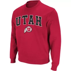 Men's Colosseum Red Utah Utes Arch & Logo Crew Neck Sweatshirt -Colosseum shop 4002352 ALT2