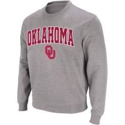 Men's Colosseum Heather Gray Oklahoma Sooners Arch & Logo Crew Neck Sweatshirt -Colosseum shop 4002866 ALT2