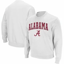 Men's Colosseum White Alabama Crimson Tide Arch & Logo Crew Neck Sweatshirt
