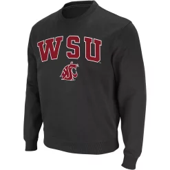 Men's Colosseum Charcoal Washington State Cougars Arch & Logo Crew Neck Sweatshirt -Colosseum shop 4003417 ALT2