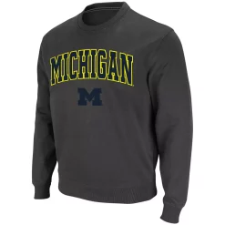 Men's Colosseum Charcoal Michigan Wolverines Arch & Logo Crew Neck Sweatshirt -Colosseum shop 4003496 ALT2