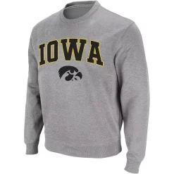 Men's Colosseum Heather Gray Iowa Hawkeyes Arch & Logo Crew Neck Sweatshirt -Colosseum shop 4004413 ALT2
