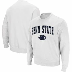 Men's Colosseum White Penn State Nittany Lions Arch & Logo Crew Neck Sweatshirt