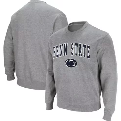 Men's Colosseum Heather Gray Penn State Nittany Lions Arch & Logo Crew Neck Sweatshirt