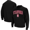 Men's Colosseum Black Stanford Cardinal Arch & Logo Crew Neck Sweatshirt