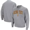 Men's Colosseum Heather Gray Arizona State Sun Devils Arch & Logo Crew Neck Sweatshirt