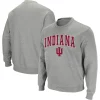 Men's Colosseum Heather Gray Indiana Hoosiers Arch & Logo Crew Neck Sweatshirt