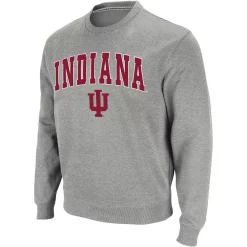 Men's Colosseum Heather Gray Indiana Hoosiers Arch & Logo Crew Neck Sweatshirt -Colosseum shop 4007457 ALT2