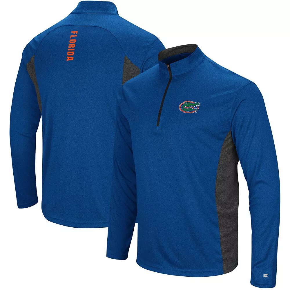 Men's Colosseum Heathered Royal/Black Florida Gators Audible Windshirt Quarter-Zip Pullover Jacket 1 Men's Colosseum Heathered Royal/Black Florida Gators Audible Windshirt Quarter-Zip Pullover Jacket