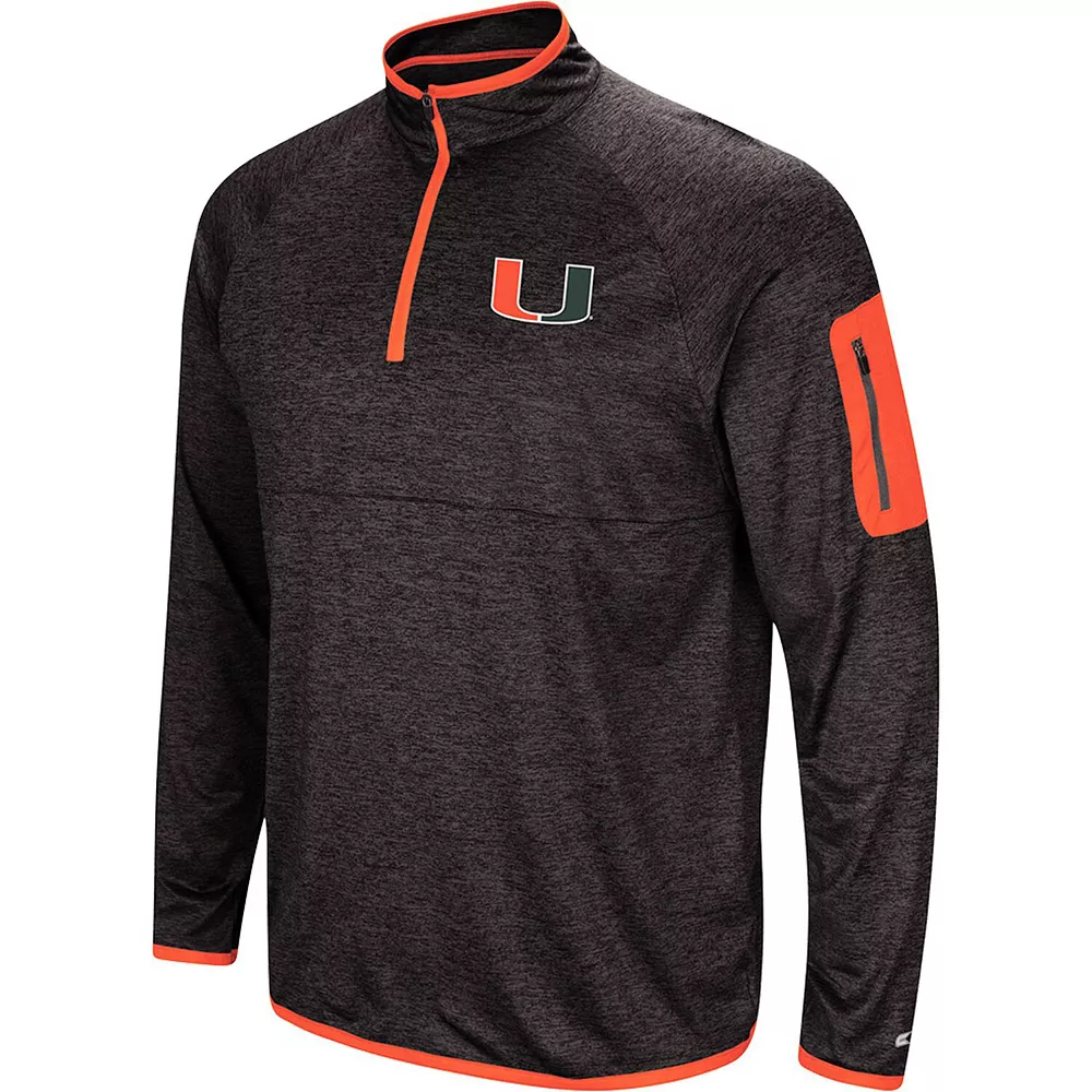 Men's Colosseum Black Miami Hurricanes Amnesia Quarter-Zip Pullover Jacket 1 Men's Colosseum Black Miami Hurricanes Amnesia Quarter-Zip Pullover Jacket