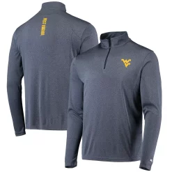 Men's Colosseum Heathered Navy West Virginia Mountaineers Audible Windshirt Quarter-Zip Pullover Jacket