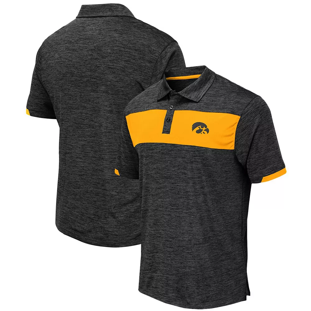 Men's Colosseum Black Iowa Hawkeyes Nelson Polo 2 Men's Colosseum Black Iowa Hawkeyes Nelson Polo - Image 2