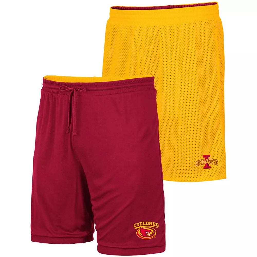 Men's Colosseum Gold/Cardinal Iowa State Cyclones Wiggum Reversible Shorts 1 Men's Colosseum Gold/Cardinal Iowa State Cyclones Wiggum Reversible Shorts