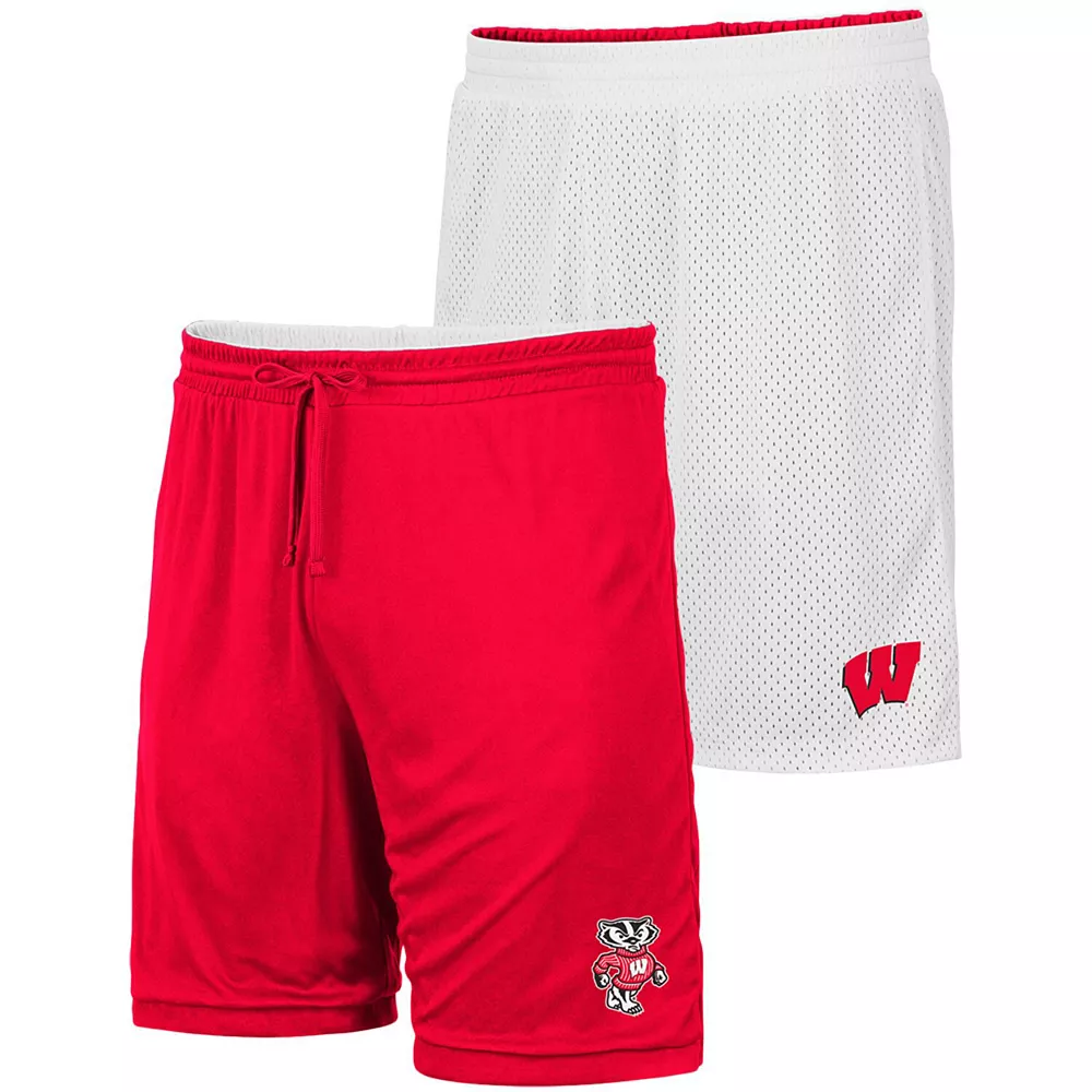 Men's Colosseum White/Red Wisconsin Badgers Wiggum Reversible Shorts 1 Men's Colosseum White/Red Wisconsin Badgers Wiggum Reversible Shorts