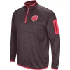 Men's Colosseum Black Wisconsin Badgers Amnesia Quarter-Zip Pullover Jacket