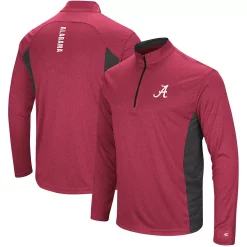 Men's Colosseum Heathered Crimson/Black Alabama Crimson Tide Audible Windshirt Quarter-Zip Pullover Jacket