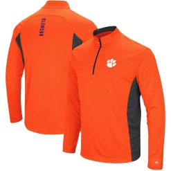 Men's Colosseum Heathered Orange/Black Clemson Tigers Audible Windshirt Quarter-Zip Pullover Jacket