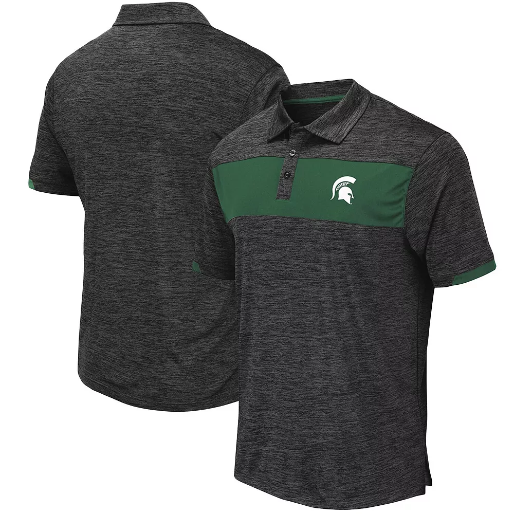 Men's Colosseum Black Michigan State Spartans Nelson Polo 1 Men's Colosseum Black Michigan State Spartans Nelson Polo