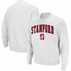 Men's Colosseum White Stanford Cardinal Arch & Logo Crew Neck Sweatshirt