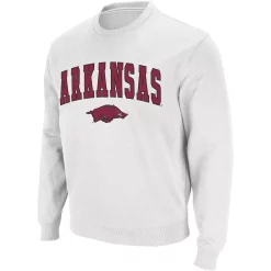 Men's Colosseum White Arkansas Razorbacks Arch & Logo Crew Neck Sweatshirt -Colosseum shop 4169571 ALT2