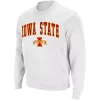 Men's Colosseum White Iowa State Cyclones Arch & Logo Crew Neck Sweatshirt