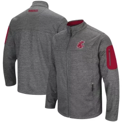 Men's Colosseum Heathered Charcoal Washington State Cougars Anchor Full-Zip Jacket