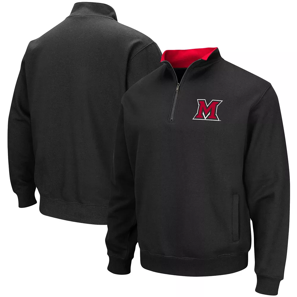 Men's Colosseum Black Miami University RedHawks Tortugas Logo Quarter-Zip Jacket 1 Men's Colosseum Black Miami University RedHawks Tortugas Logo Quarter-Zip Jacket