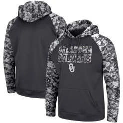 Men's Colosseum Charcoal Oklahoma Sooners OHT Military Appreciation Digi Camo Big & Tall Pullover Hoodie