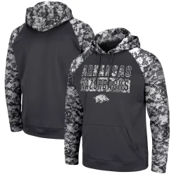 Men's Colosseum Charcoal Arkansas Razorbacks OHT Military Appreciation Digi Camo Big & Tall Pullover Hoodie