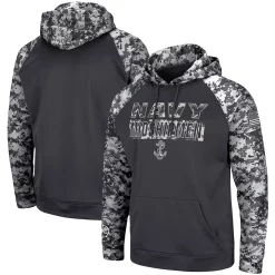 Men's Colosseum Charcoal Navy Midshipmen OHT Military Appreciation Digi Camo Big & Tall Pullover Hoodie
