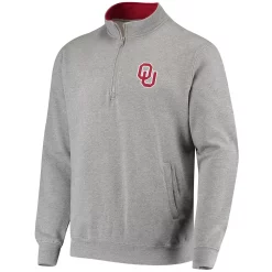 Men's Colosseum Heathered Gray Oklahoma Sooners Tortugas Logo Quarter-Zip Jacket -Colosseum shop 4612292 ALT2