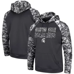 Men's Colosseum Charcoal Michigan State Spartans OHT Military Appreciation Digi Camo Big & Tall Pullover Hoodie