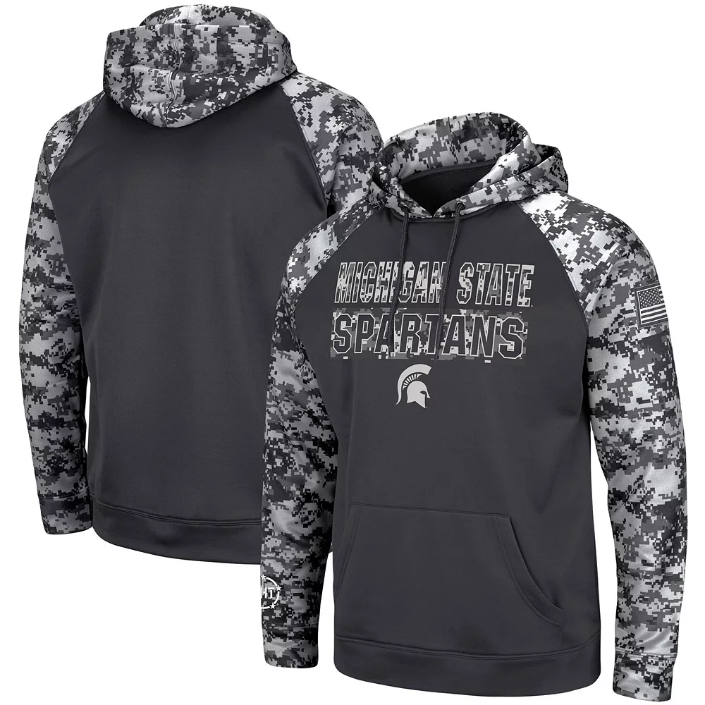 Men's Colosseum Charcoal Michigan State Spartans OHT Military Appreciation Digi Camo Big & Tall Pullover Hoodie 2 Men's Colosseum Charcoal Michigan State Spartans OHT Military Appreciation Digi Camo Big & Tall Pullover Hoodie - Image 2