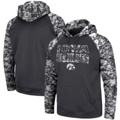 Men's Colosseum Charcoal Iowa Hawkeyes OHT Military Appreciation Digi Camo Big & Tall Pullover Hoodie