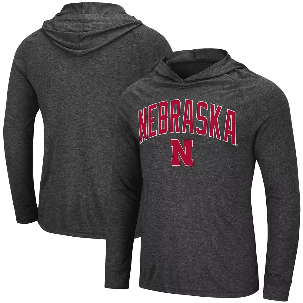 Men's Colosseum Heathered Black Nebraska Huskers Big & Tall Wingman Raglan Hoodie T-Shirt 1 Men's Colosseum Heathered Black Nebraska Huskers Big & Tall Wingman Raglan Hoodie T-Shirt