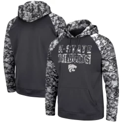 Men's Colosseum Charcoal Kansas State Wildcats OHT Military Appreciation Digi Camo Big & Tall Pullover Hoodie