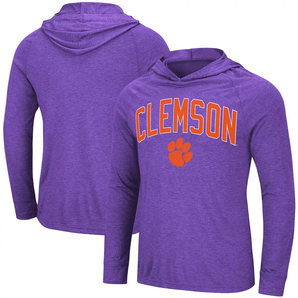 Men's Colosseum Heathered Purple Clemson Tigers Big & Tall Wingman Raglan Hoodie T-Shirt 2 Men's Colosseum Heathered Purple Clemson Tigers Big & Tall Wingman Raglan Hoodie T-Shirt - Image 2