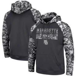 Men's Colosseum Charcoal Marquette Golden Eagles OHT Military Appreciation Digital Camo Pullover Hoodie