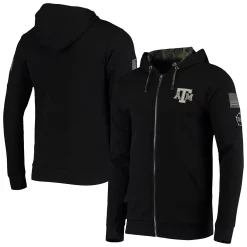Men's Colosseum Black Texas A&M Aggies OHT Military Appreciation Waffle Full-Zip Hoodie