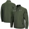 Men's Colosseum Olive Miami Hurricanes OHT Military Appreciation Digit Quarter-Snap Jacket