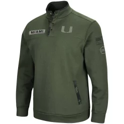 Men's Colosseum Olive Miami Hurricanes OHT Military Appreciation Digit Quarter-Snap Jacket -Colosseum shop 4784061 ALT2