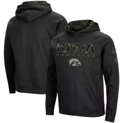Men's Colosseum Black Iowa Hawkeyes Big & Tall OHT Military Appreciation Raglan Pullover Hoodie