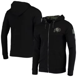 Men's Colosseum Black Colorado Buffaloes OHT Military Appreciation Waffle Full-Zip Hoodie