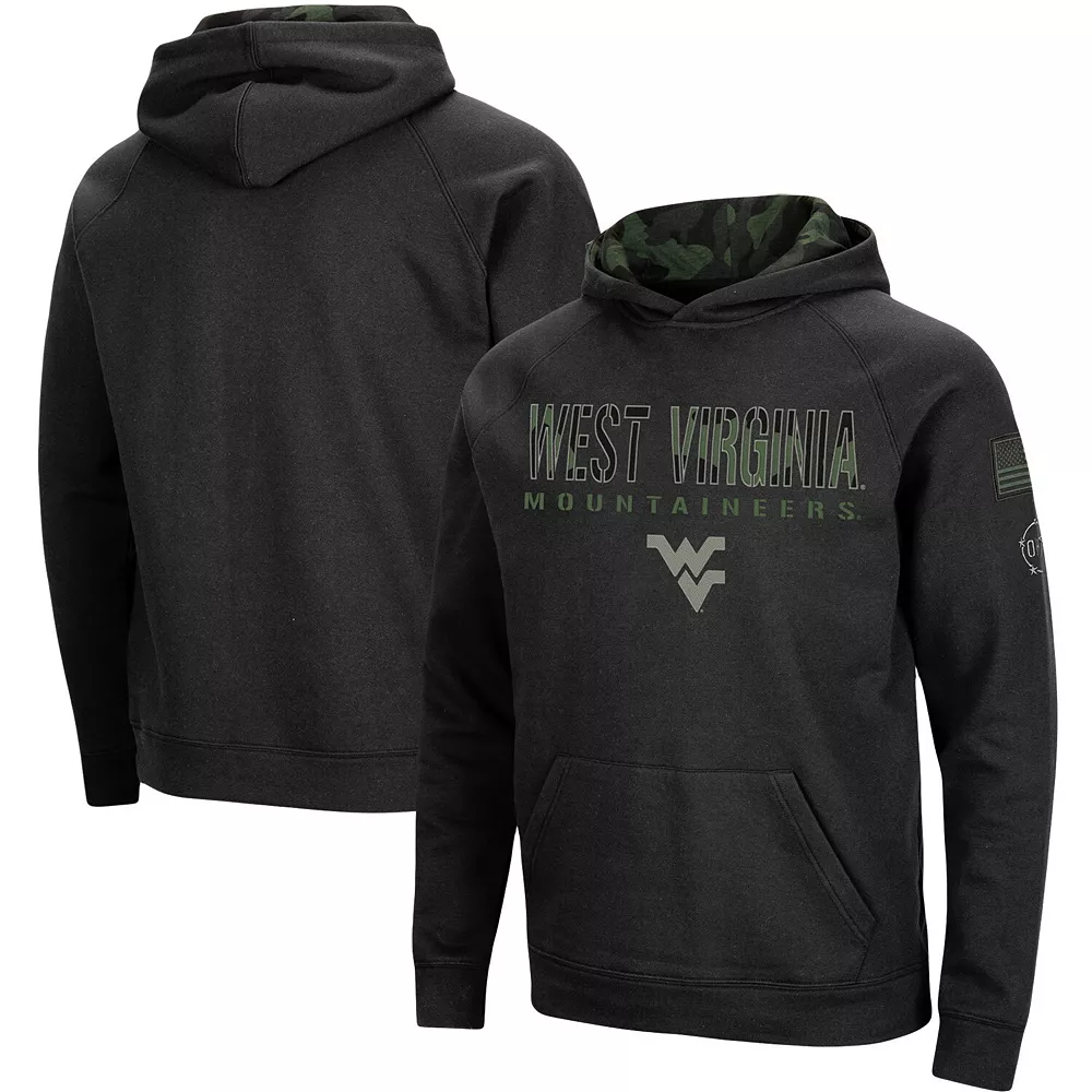 Men's Colosseum Black West Virginia Mountaineers Big & Tall OHT Military Appreciation Raglan Pullover Hoodie 1 Men's Colosseum Black West Virginia Mountaineers Big & Tall OHT Military Appreciation Raglan Pullover Hoodie