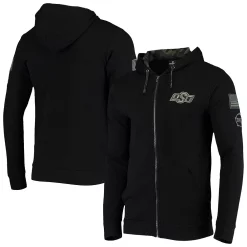 Men's Colosseum Black Oklahoma State Cowboys OHT Military Appreciation Waffle Full-Zip Hoodie
