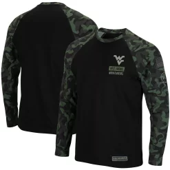 Men's Colosseum Black/Camo West Virginia Mountaineers OHT Military Appreciation Big & Tall Raglan Long Sleeve T-Shirt